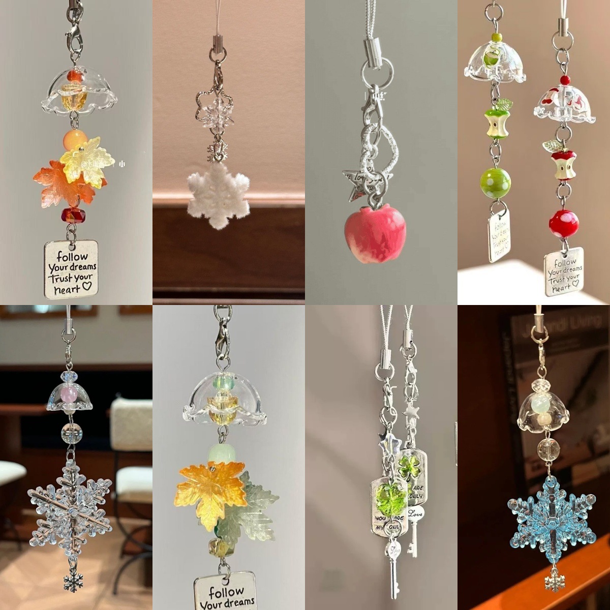 雪花冬季挂件手机挂饰小众简约情人闺蜜百搭饰品配饰潮爆款挂饰