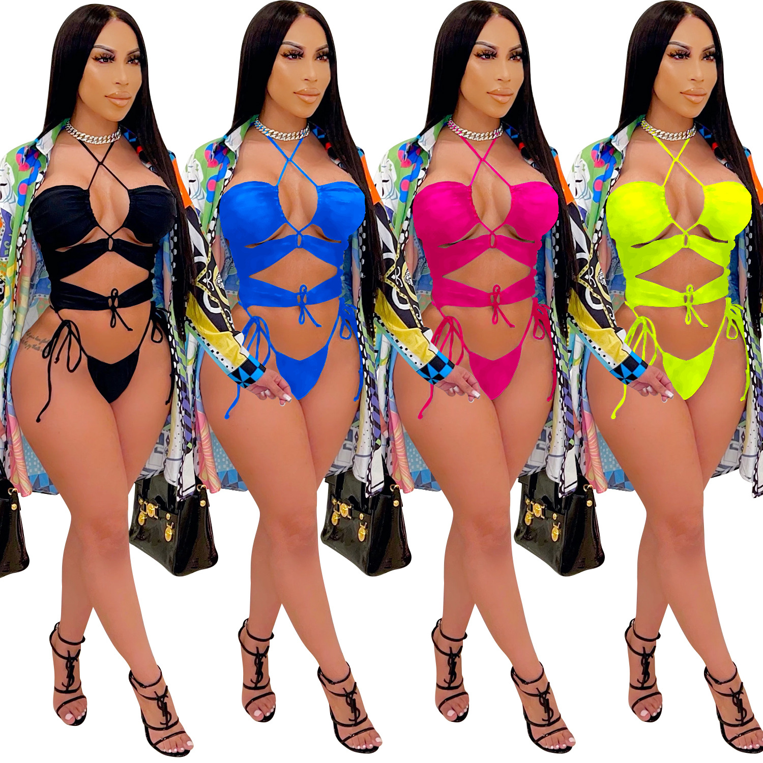 C5073 precio especial sin reembolso sin cambio, cuidado con la moda europea y americana transfronteriza ropa de mujer de verano chaqueta de playa traje de baño