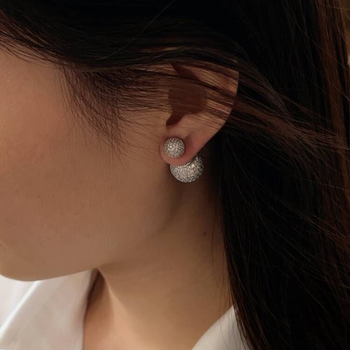 Elegant, Luxurious, and High-End: Multi-Purpose Bubble Ear Studs with Precisely Set Zirconia Beads—Chic Office Lady Style, Simple & Exquisitely Designed Ear Accessories
