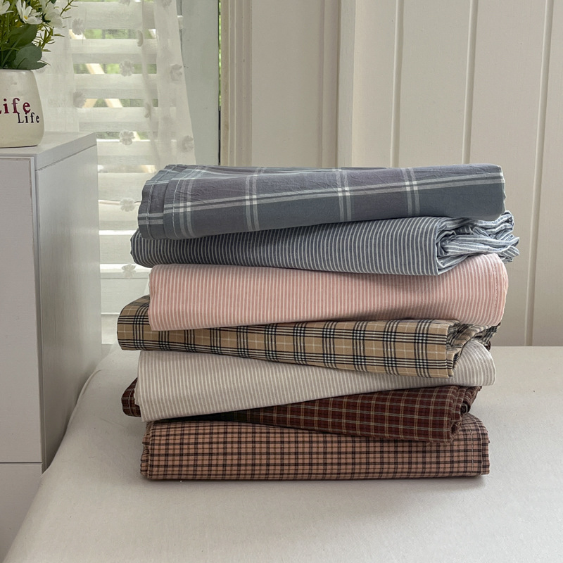 Class a Pure Cotton Yarn-Dyed Washed Cotton Quilt Cover Single Piece Pure Cotton Plaid Pillowcase Pure Color Student Dormitory Quilt Cover Bed Sheet