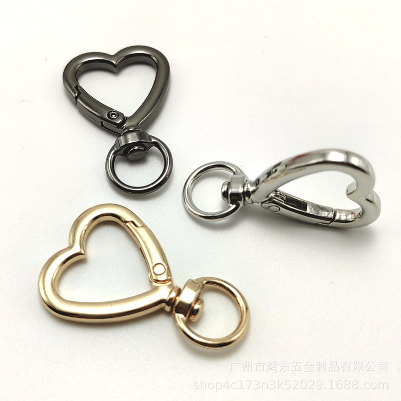 合金スポットハート型小さな赤いピーチラブスプリングリングジュエリー回転キーホルダーバッグチェーン DIY アクセサリー|undefined