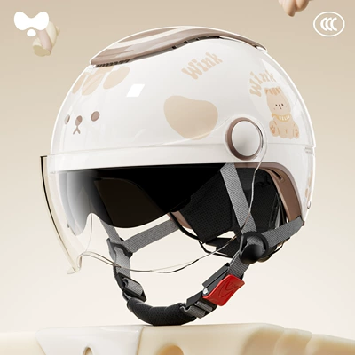 Motosiklet kaskı (dəbilqə) Helmet for Women with - 3c-bray-white-transparent-short-mirror-class-a-new-national-standard-one-size-fits-all