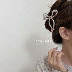 韓国ネット赤ins新年クリスマス赤い愛蝶ネクタイさくらんぼヘアピンかわいい波点クリップ髪飾り女