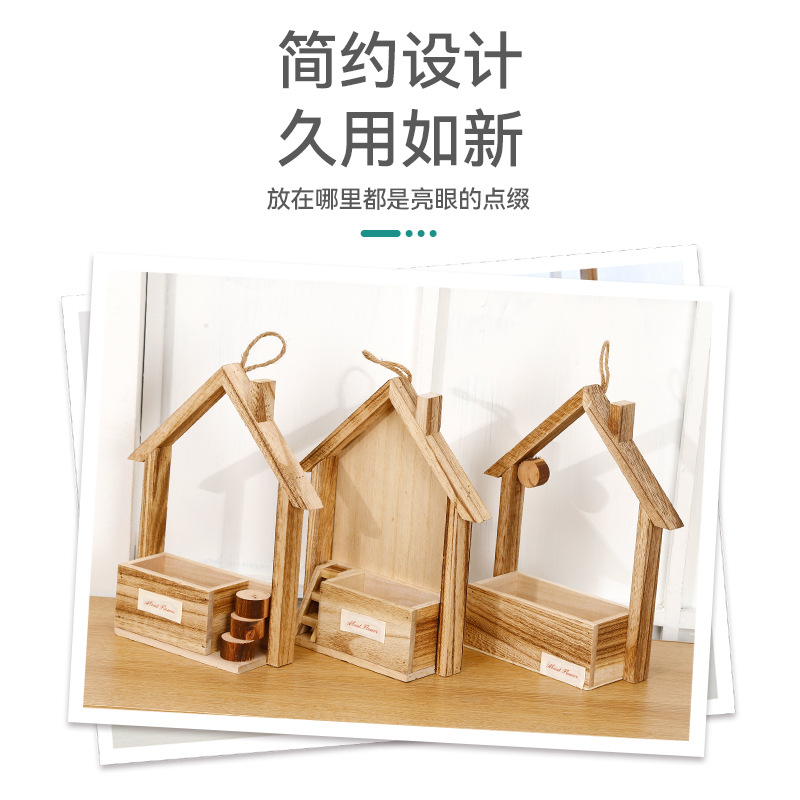 Estricta selección de madera colgante de pared decoración de pared colgante de pared creativa canasta de flores en la pared de la sala de estar en la casa