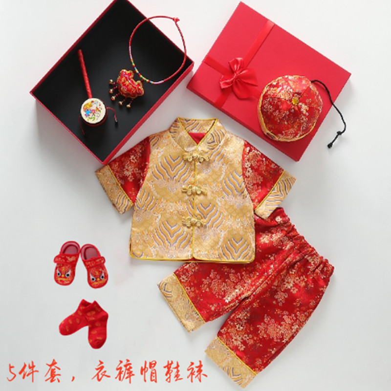 빨간색 반팔 5종 세트, 옷, 바지, 모자, 신발, 양말