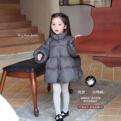 女童羽绒服外套冬季白鸭绒2025新款儿童保暖宝宝童装中长款衣服