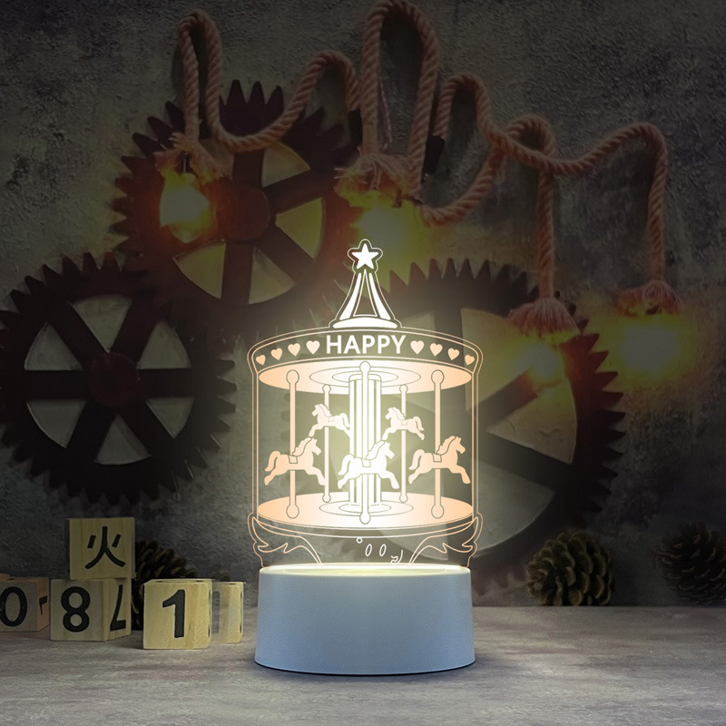 Nueva y única lámpara de noche 3D de acrílico, lámpara de escritorio USB, lámpara de noche para dormitorio, lámpara LED creativa, regalo de regreso a clases, Día del Trabajo