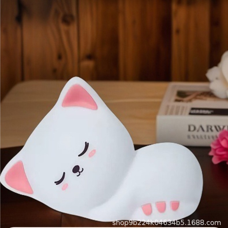 Luces de palmaditas, gatos lindos, luces nocturnas de silicona, dormitorio, dormir, regalos prácticos de vacaciones, regalos de cumpleaños para novias