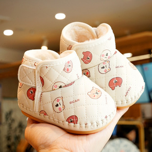 Baby Shoes Soft Sole Non-slip Toddler Shoes Winter fleece-lined Thickened 0-1 Year Old Beginner Baby Shoes Anti-drop