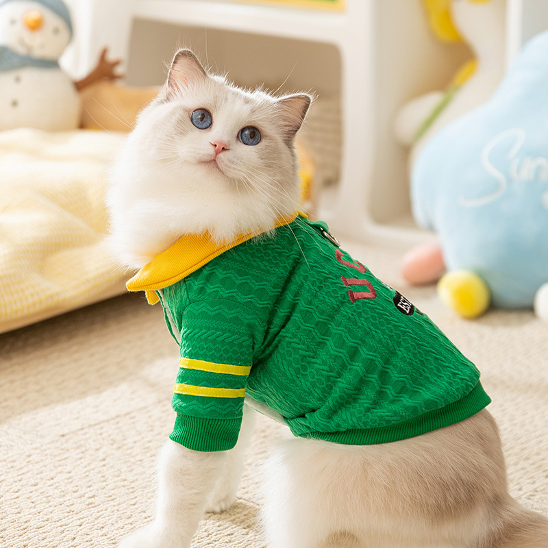 Gato otoño e invierno gato sin pelo suéter de polo de punto cálido grueso vellón para perros ropa de gato para perros pequeños y medianos