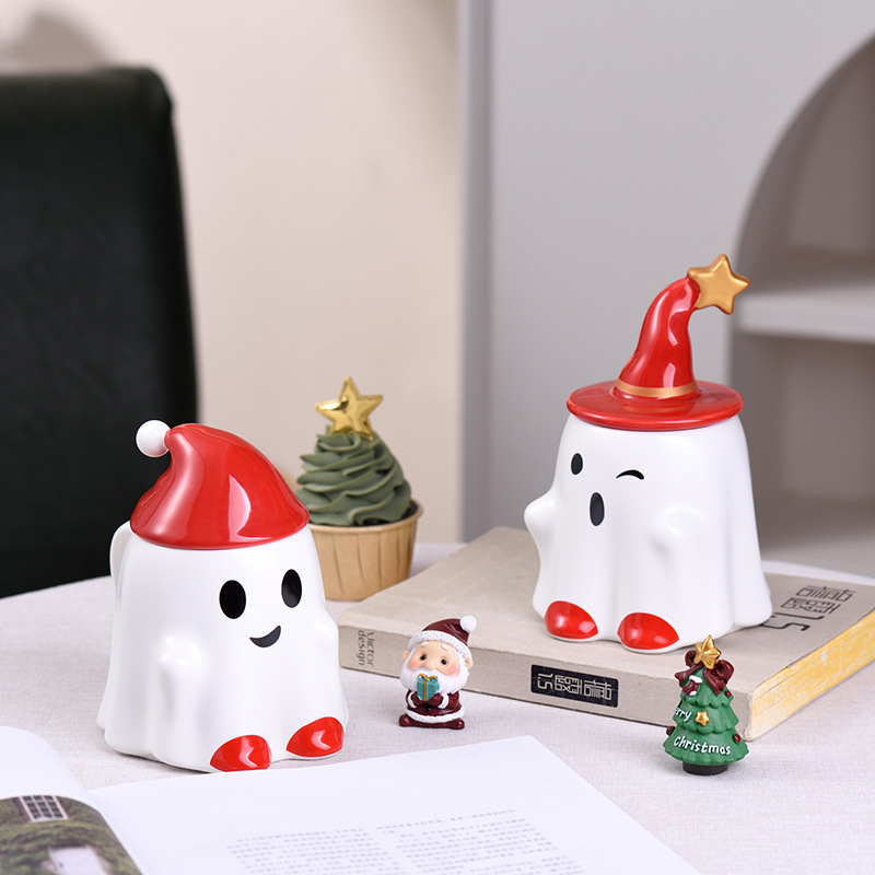 ハロウィーン水カップ幽霊マグカップクリエイティブ漫画陶磁器カップかわいい幽霊カップクリスマスマグカップ|undefined