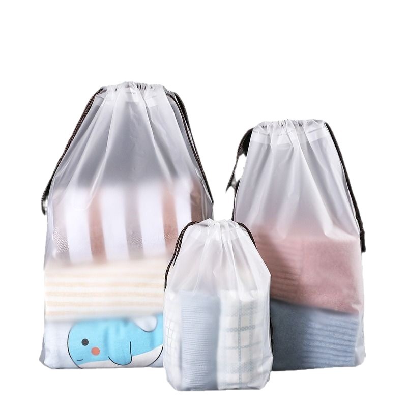 Bolsa de cordón con cordón de fábrica PE bolsa de plástico transparente esmerilado zapatos bolsa de almacenamiento de sub-embalaje calcetines bolsa de embalaje de ropa