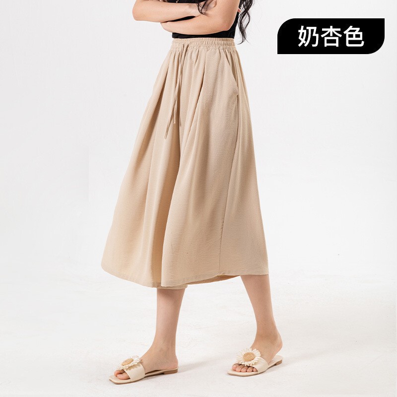 新しい七分丈のスカート、夏の薄い新しい中国風の背が高く少し太った女性の通気性のあるワイドレッグパンツ、スリムでエレガントなアイスシルク|undefined