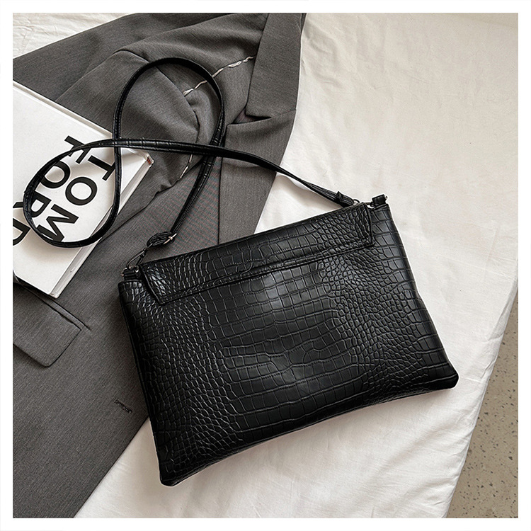 New cross-border foreign trade crocodile pattern strap clutch bag, large-capacity file bag, storage bag, official document bag, crossbody bag undefined
