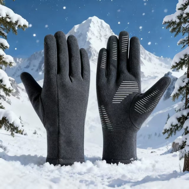 秋冬季滑雪内胆手套男士户外加绒内衬保暖防风触屏防滑骑行手套|undefined