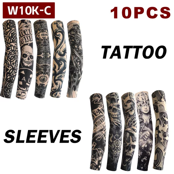 10 Combination Flower Arm Tattoo Sleeve Seamless Outdoor Riding Tattoo Sun Protection Sleeve Riding Tattoo Sleeve Cross Border
