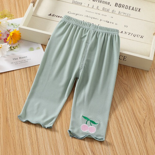 Girls' pants summer children's leggings versatile new baby girl summer 7-quarter pants thin outer wear elastic
