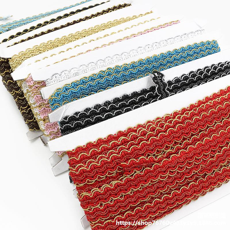 Nuevo 1,5 cm oro seda bilateral S en forma de onda accesorios de encaje ropa cortina decoración textil hogar Accesorios