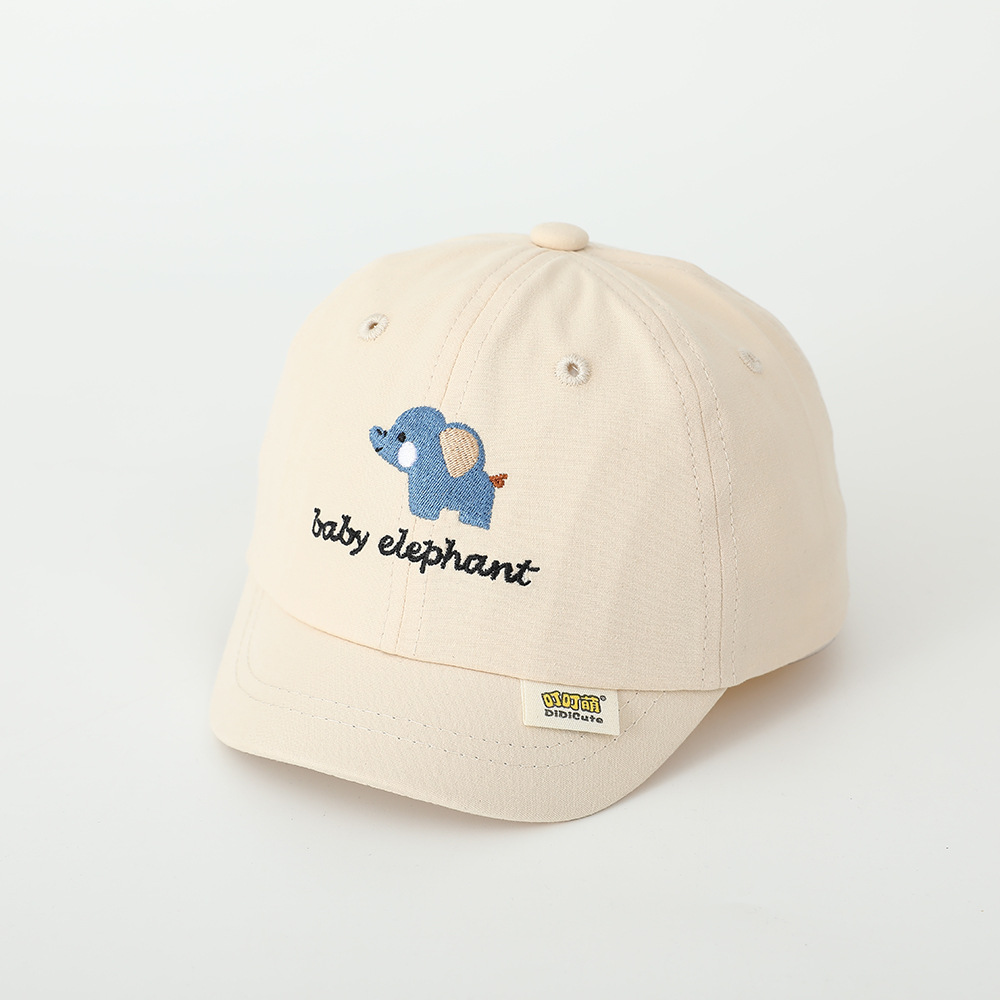 Sombreros de primavera para bebés pequeños elefantes bordados delgados sombreros de goma suave para bebés sombreros de béisbol de protección solar para niños y niñas