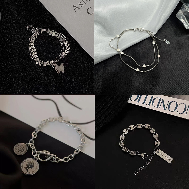 Hip-hop Retro Trendy Multi-layer Titanium Steel Bracelet for Men and Women Japanese and Korean ins Street Simple Cold Style Bracelet Personalized Jewelry