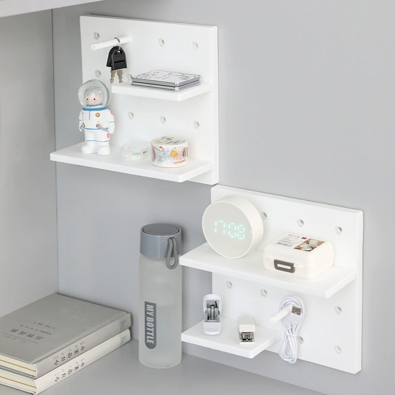 Pegboard Wall Organizer Panel, Desktop & Dorm Storage, White, 27.6×26.2×4.6 cm