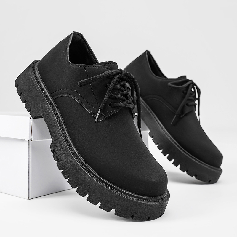 Men's trend classic shoes English style for leisure made of black…