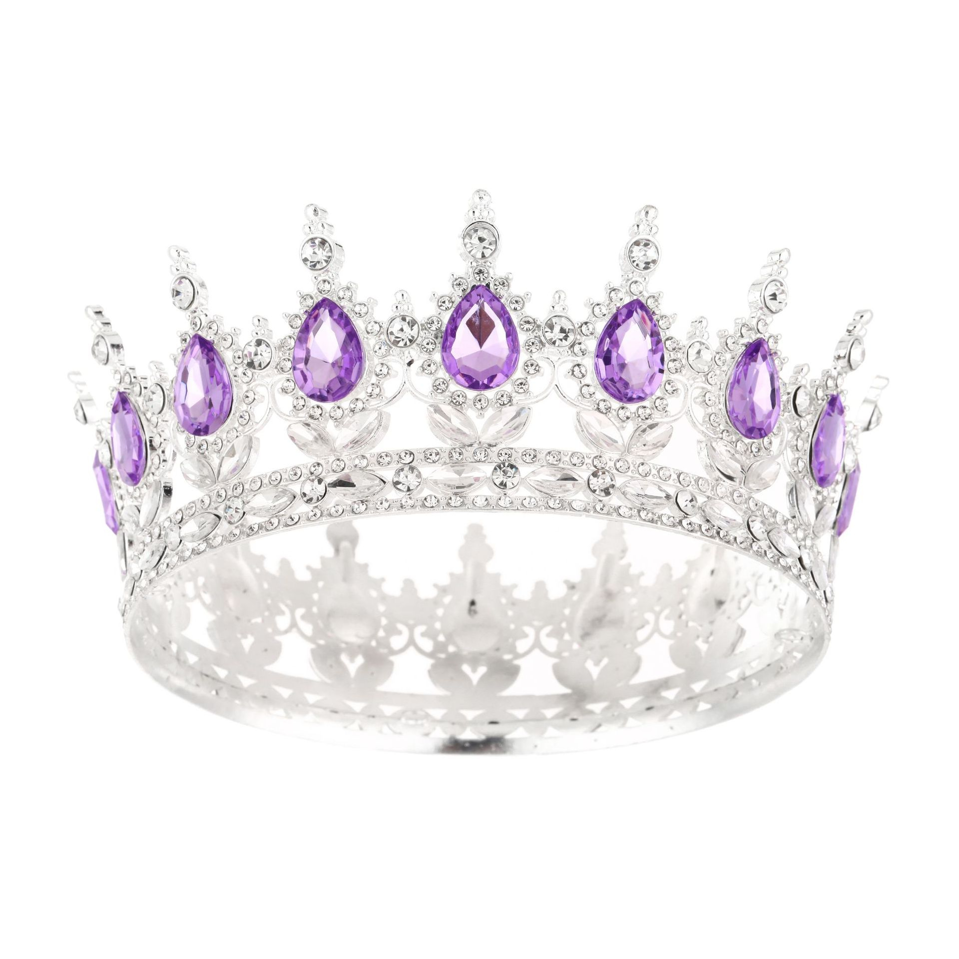 Europa y Estados Unidos cabeza de corona de novia barroca colorida de cristal peinado noble temperamento reina corona de fénix