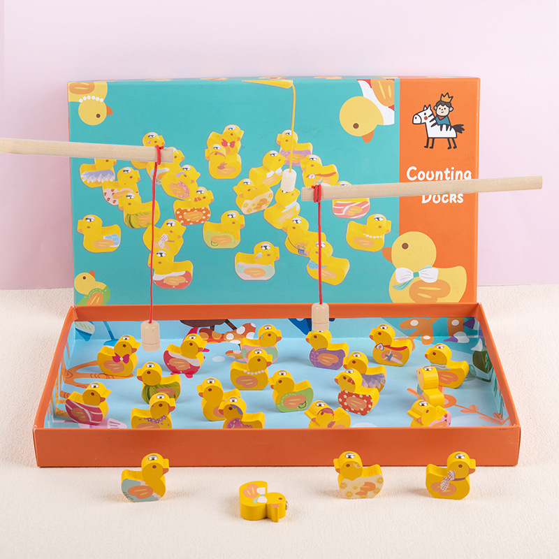 Counting Duck Game children's arithmetic cognitive computing matching math teaching aids wooden early education educational fishing toys