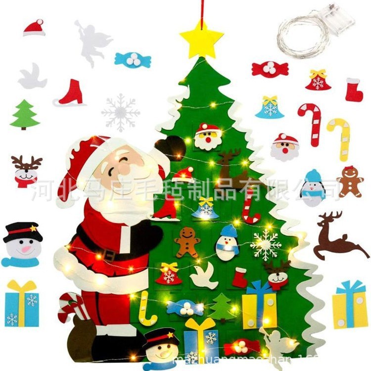クリスマス手作り DIY フェルトクリスマスツリー赤サンタクロース装飾立体カレンダークリスマスツリーギフト|undefined
