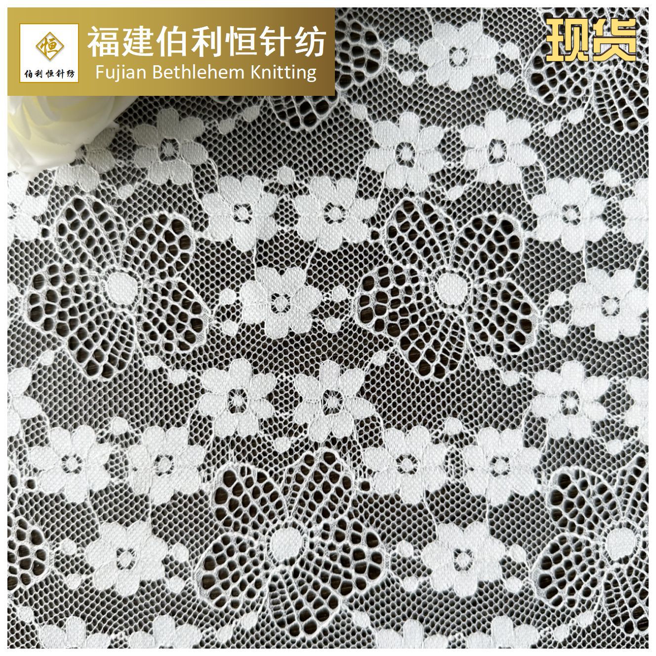现货春夏款蕾丝面料 花朵股线蕾丝面料 女装镂空花型屁帘蕾丝布料