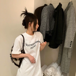 跨境夏季新款字母印花T恤女韩版简约休闲风百搭ins风短袖圆领上衣