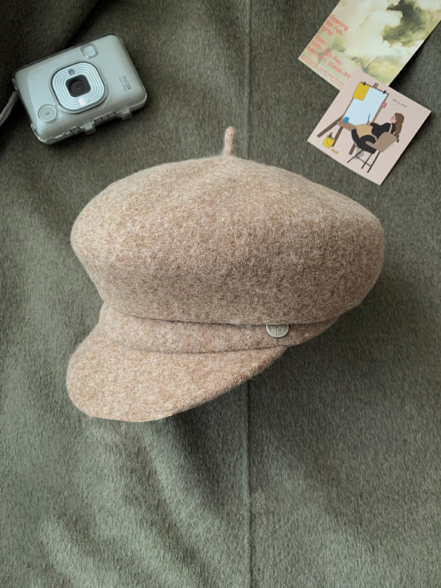 Coreana de lana de estilo libre Boina de niños invierno cautivo temperamento gorra gorra gorra pintora británica retro