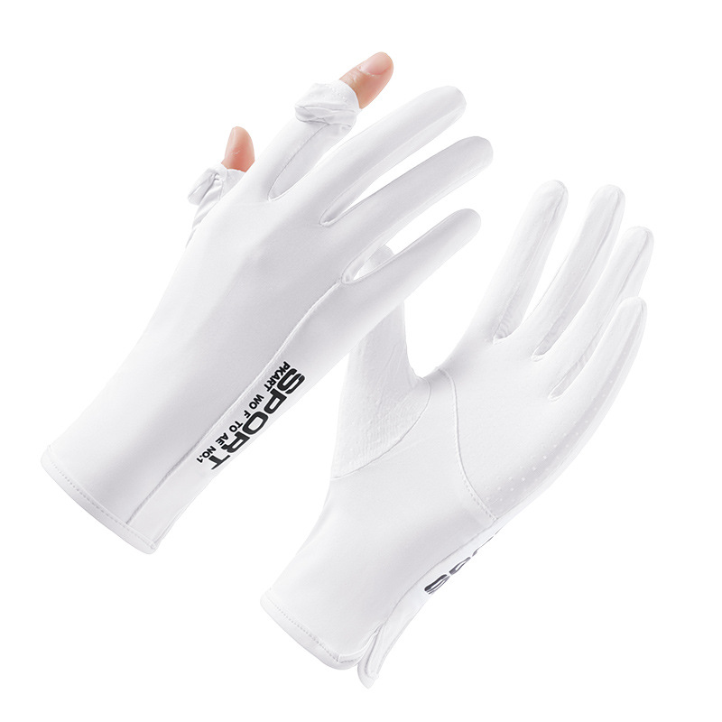 Guantes de protección solar, protección para mujer de verano, protección UV, conducción de seda de hielo, bicicleta eléctrica al aire libre, guantes cortos delgados