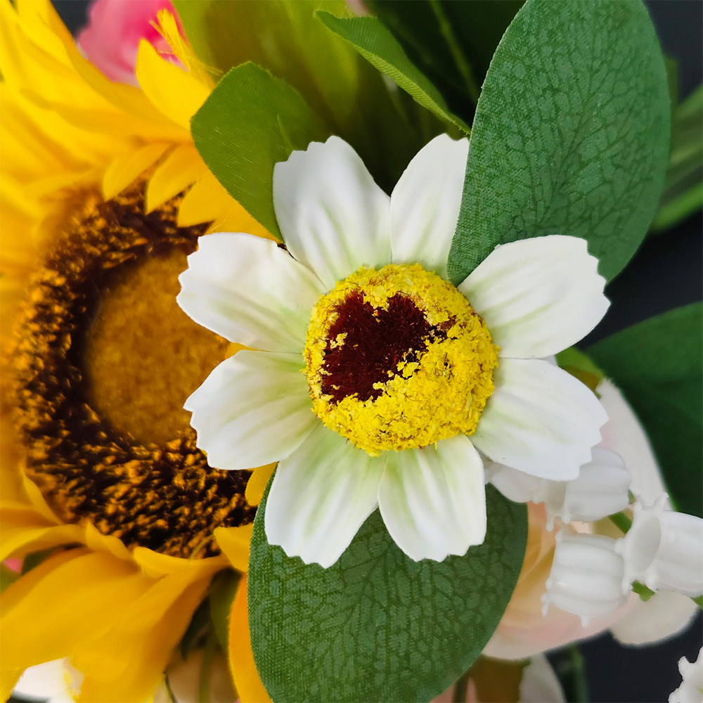 Flor de girasol flor de plástico fresco flores falsas flores secas ramo floral sala de estar decoración floral de seda de mesa
