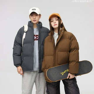 情侣款棉衣秋冬季新款立领棉服男女同款纯色潮牌保暖面包服外套男