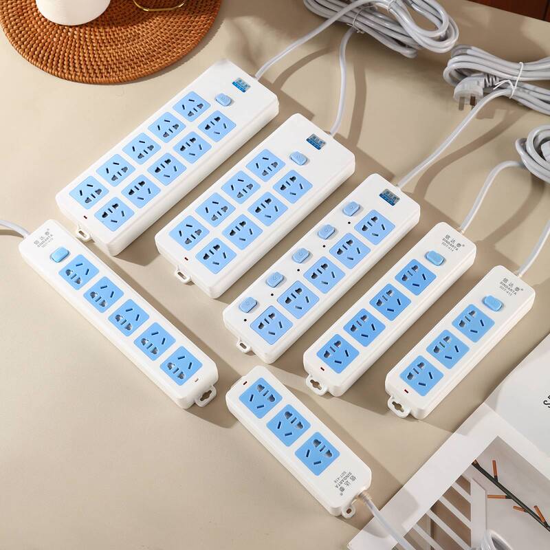Cross-Border Blue and White Round Hole Socket Adapted to European Standard Plug Multi-Position Socket Pure Copper Wireless Plug-In Board with Wired Plug-In Board