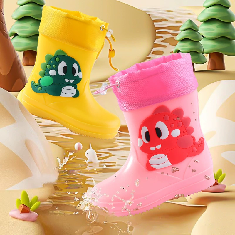 Детская водная обувь Cutter Мультяшный динозавр детский дождь сапоги водонепроницаемый наизнуритель мальчик девочка милая водная обувь короткая насадка
