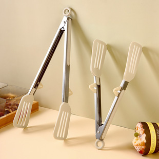 Factory wholesale silicone food clip stainless steel food clip kitchen baking bread clip outdoor barbecue three-wire clip