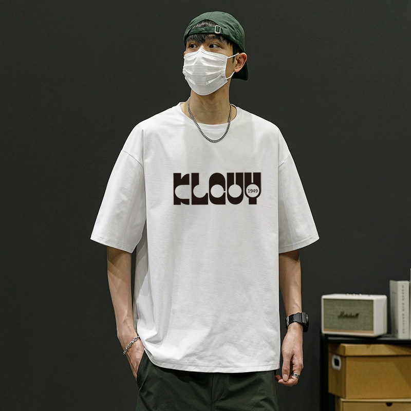 Футболка с короткими рукавами, мужская летняя модная брендовая футболка с буквенным принтом, повседневный топ с половиной рукавов, модный брендовый американский свободный повседневный топ с половиной рукавов