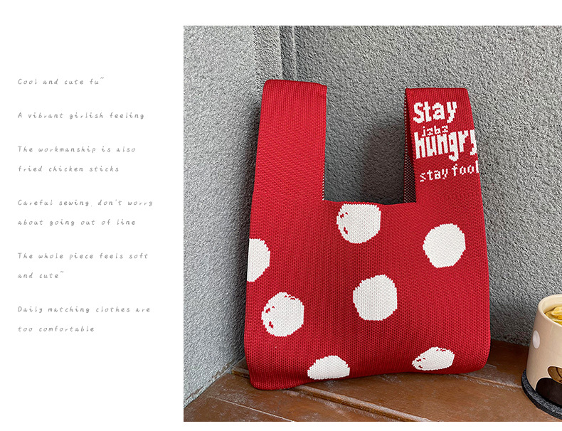 Women's Medium Polyester Letter Polka Dots Vintage Style Classic Style Open Shopping Bags display picture 6