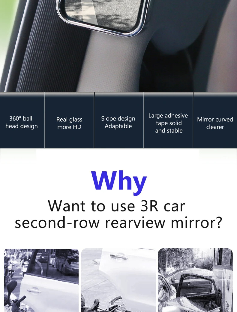 Car Rearview Mirror, Auxiliary Steering Mirror, Flexible, Compact, Multi-Angle Mirror, Convenient 3D Viewing Mirror, High-Looking Steering Mirror