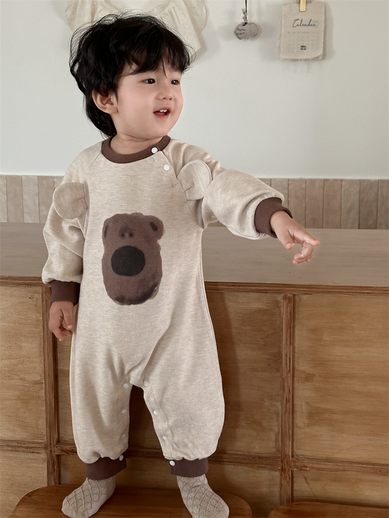 Ropa de bebé de otoño bolsa de bebés 2024 ropa de otoño ropa infantil coreana ropa de bebés cabeza de oso unido chaqueta