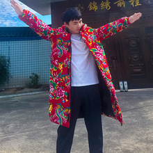 长款棉衣外套东北大花中国风汉服男女宽松保暖防寒连帽棉袄潮男女