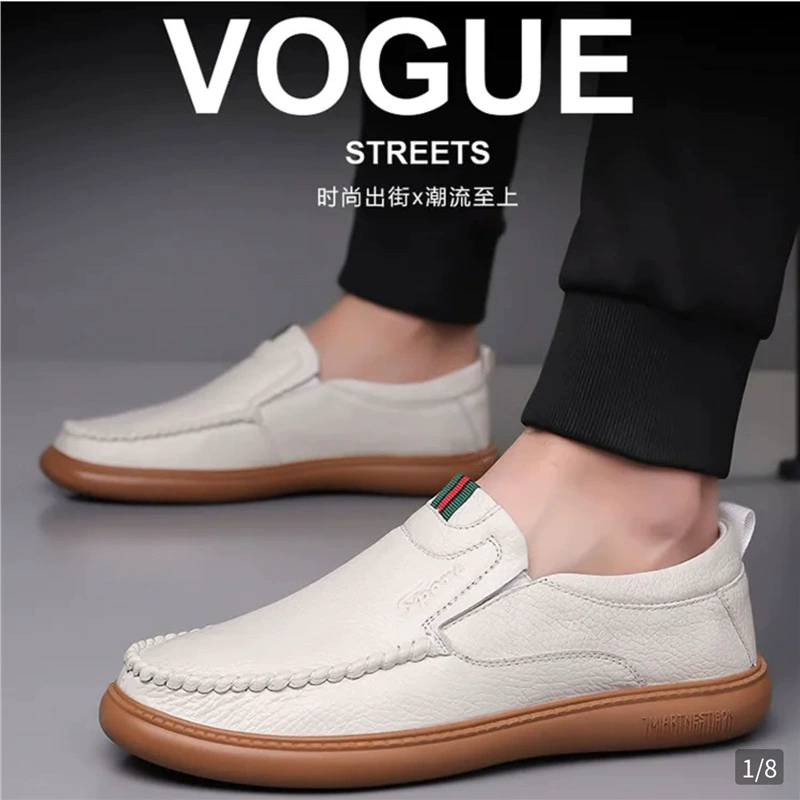 Мужская обувь Huineng, повседневная обувь-пилот, лето 2025, мужская кожаная обувь, мягкая подошва, мягкие кожаные полые дышащие кожаные сандалии