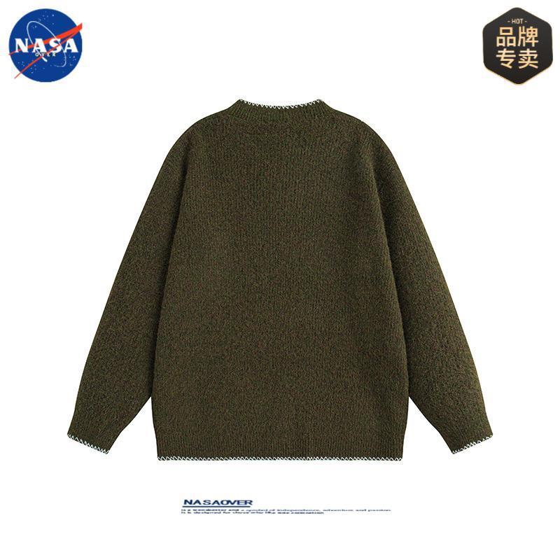 NASA品牌男士大码重磅毛衣秋季半开领宽松休闲老钱风针织衫毛线衣|undefined