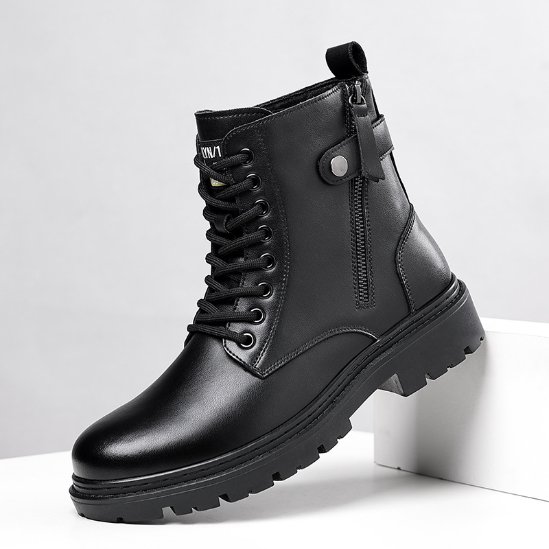 Martin boots men's 2023 autumn and winter new high-top British style workwear cowhide men's boots plus velvet mid-top boots for men