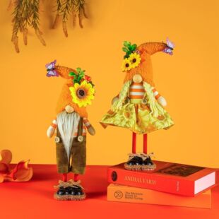 Autumn Thanksgiving day harvest festival fabric standing sunflower large skirt faceless doll Rudolf doll ornaments
