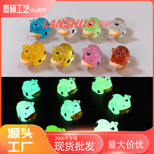DIY Resin Jewelry Accessories Cute and Cute Luminous Spotted Little Cow Small Animal Homemade Cartoon Cow Pendant