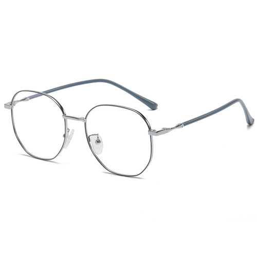 Ultra-lightweight metal vintage eyeglass frames for men and women—stylish, polygonal design with large frames, available in prescription options and featuring blue-light protection for nearsightedness.