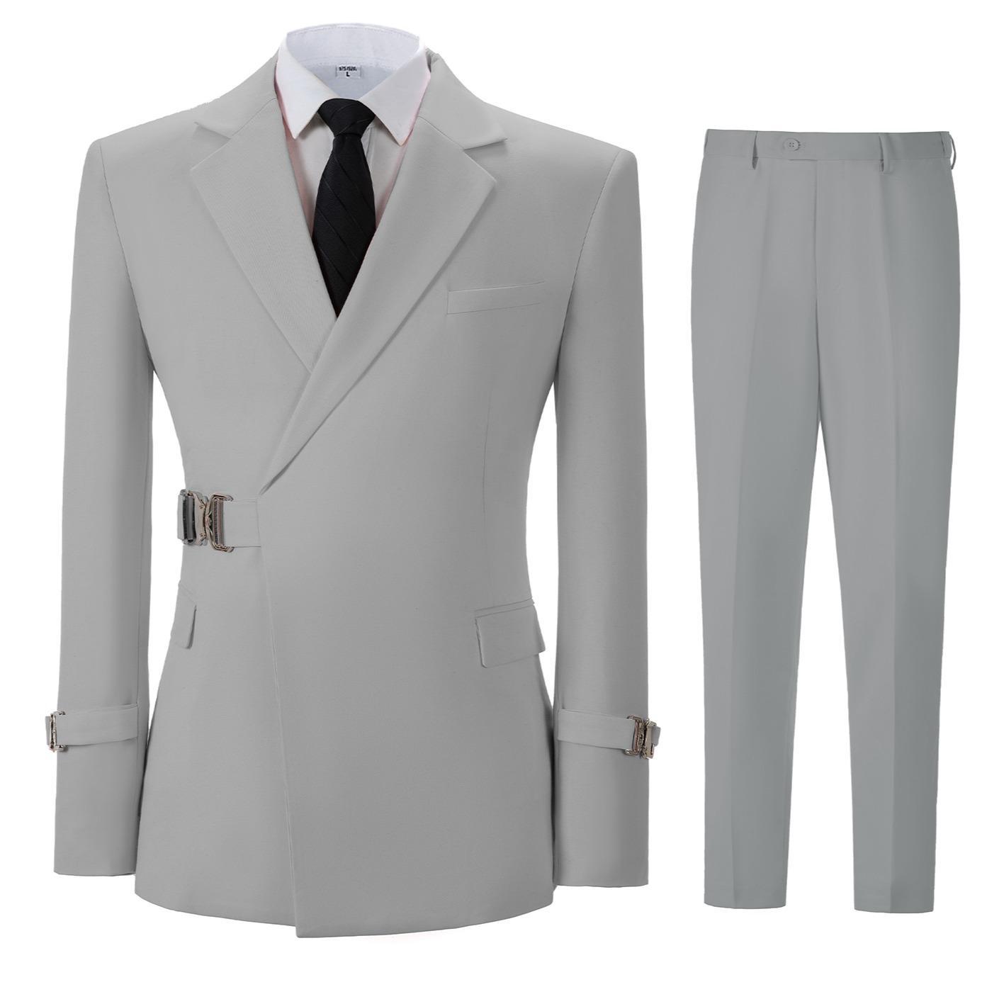 Traje Formal Elegante para Hombre Set de 2 Piezas de Sarga de Poliéster y Viscosa, Botones Metálicos image 13
